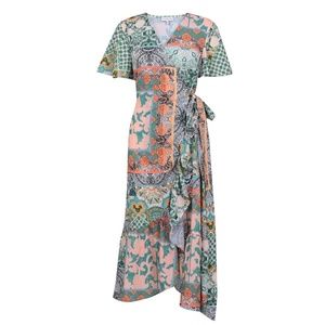 NEVER FULLY DRESSED CORDELIA PAISLEY MIDI WRAP DRESS